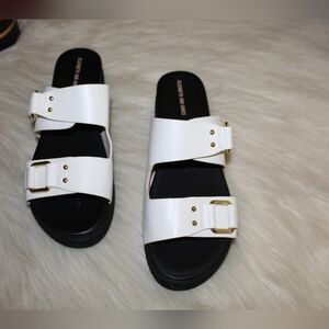 Elizabeth and James White 10 Platform Adjustable Double Strap Clematis Sandals